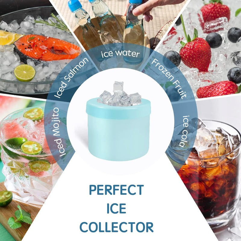 2-in-1 Silicone Ice Cube Maker & Storage Bucket