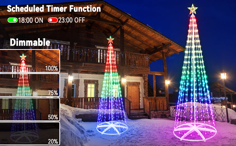 2025 New Animated LED Light Show Cone Christmas Tree