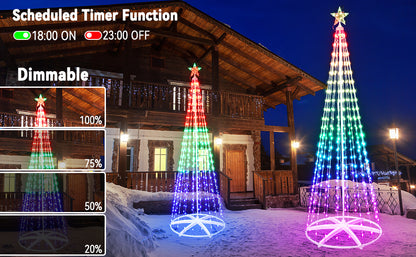 2025 New Animated LED Light Show Cone Christmas Tree