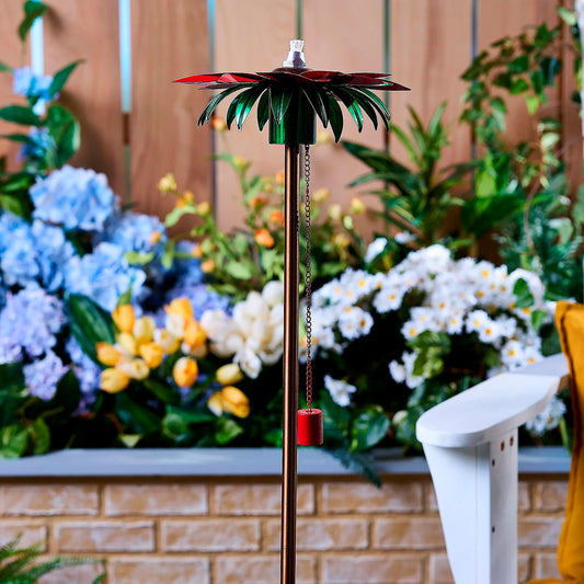 Outdoor Metal Flower Garden Tiki Torch with Snuffer