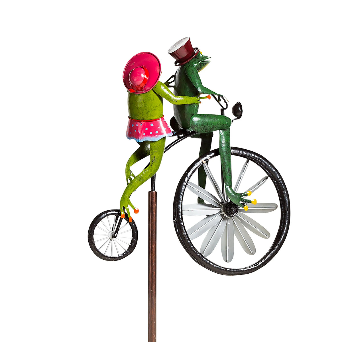 Handmade Bicycling Frogs Metal Wind Spinner