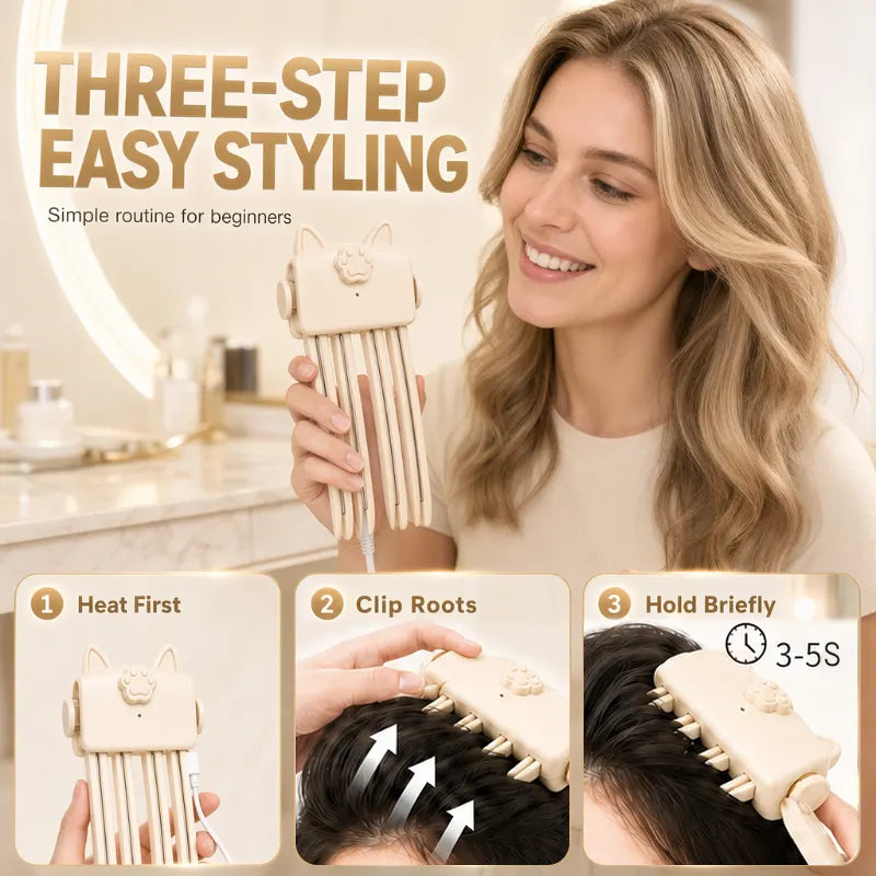 💇Wireless Heated Volumizing Root Lift Clip, Portable Travel Hair Styling Tool for Flat Fine Hair