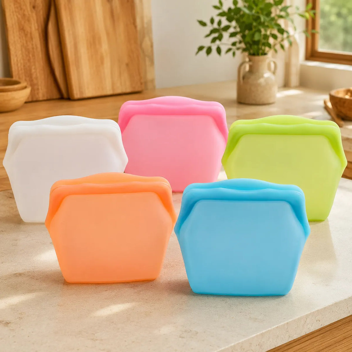 Stand Up Food Grade Silicone Storage Bag, 4-Cup