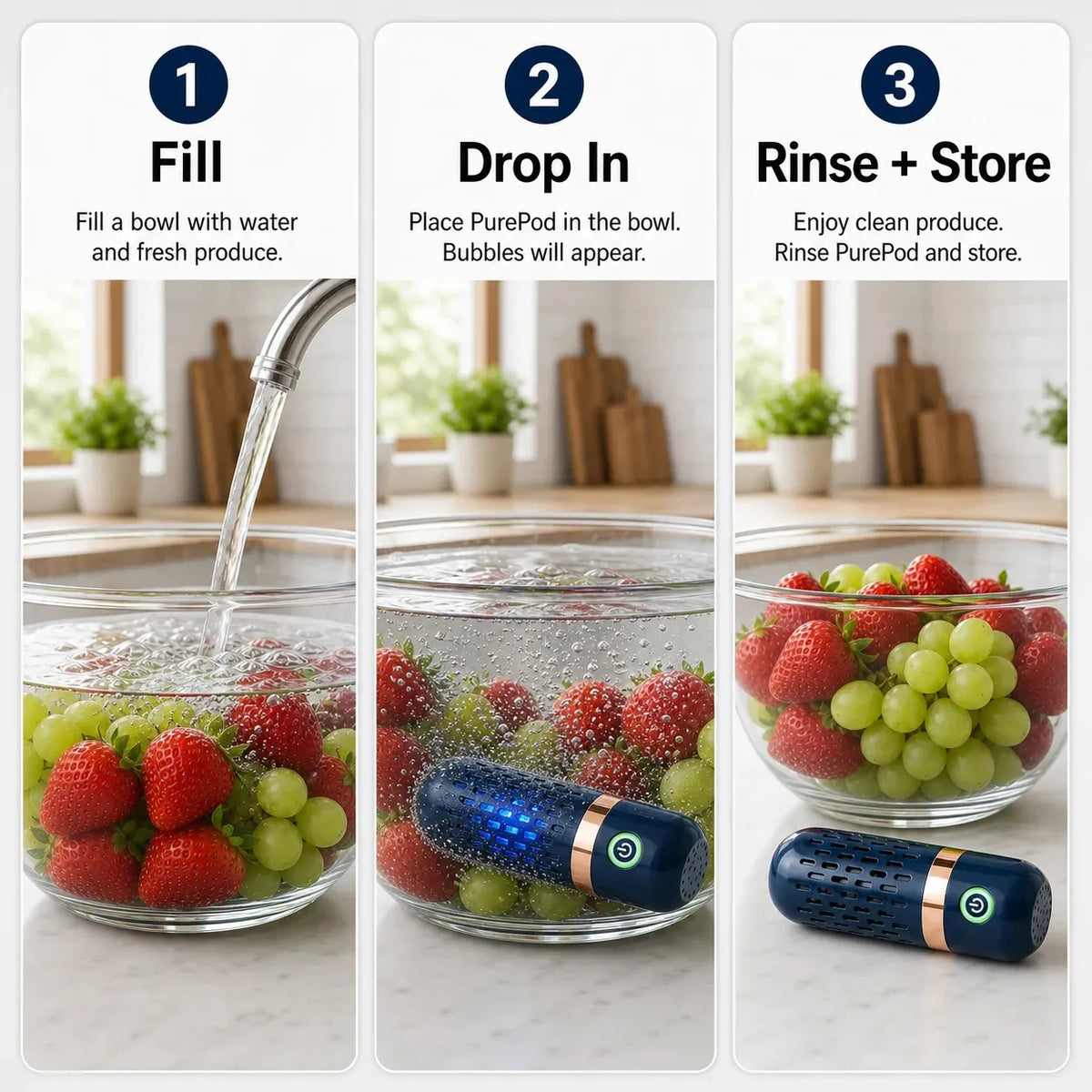 Portable Fruit & Vegetable Cleaner | Wash Away Pesticide Residue, Wax & Bacteria