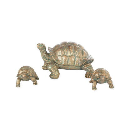 Mother Tortoise with Two Babies Resin Garden Accents
