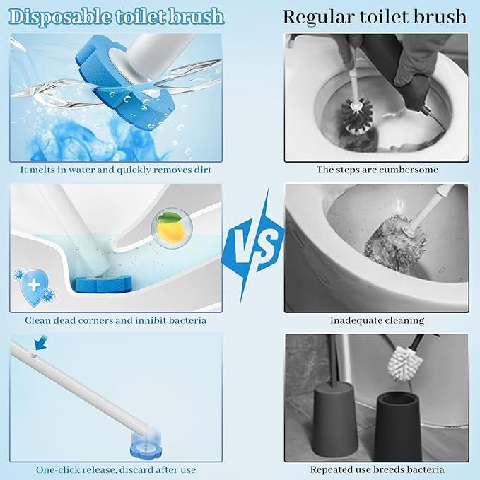 Toilet Scrubber Kit with Self-Cleaning Disposable Pads – No Pre-Rinse, No Mess, No Odor, Simplifies Bathroom Hygiene
