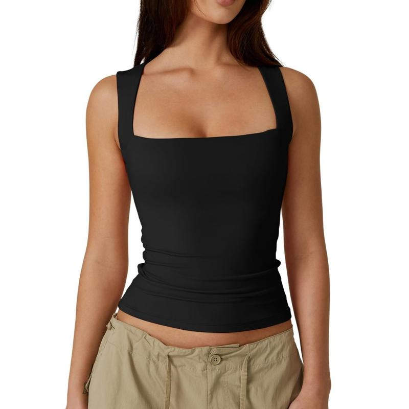 Women's Square Neck Sleeveless Tank Top – Soft, Stretchy & Chic