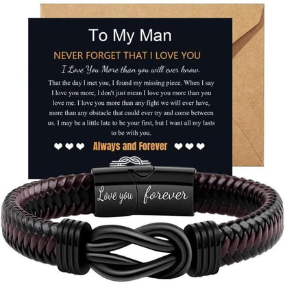 Message Leather Bracelet for Him