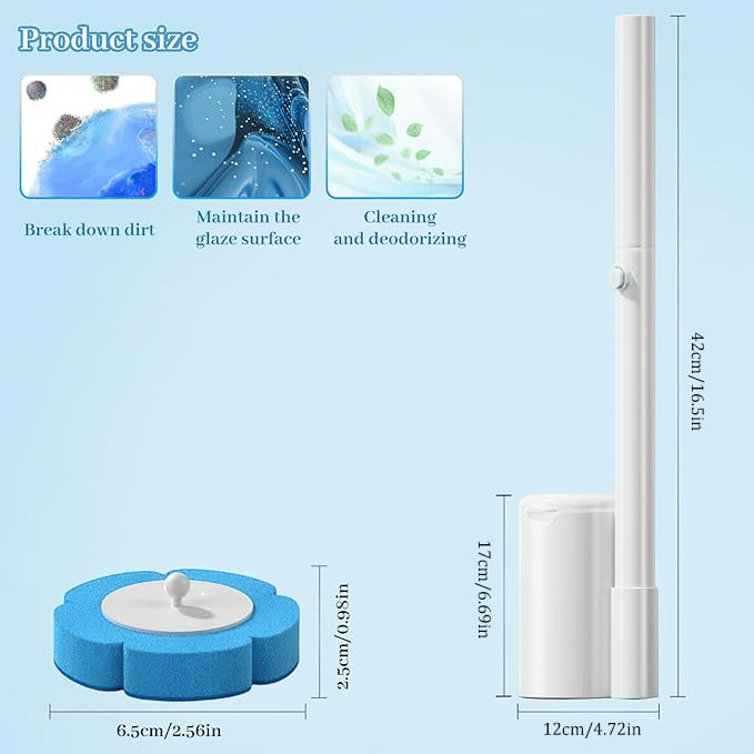 Toilet Scrubber Kit with Self-Cleaning Disposable Pads – No Pre-Rinse, No Mess, No Odor, Simplifies Bathroom Hygiene