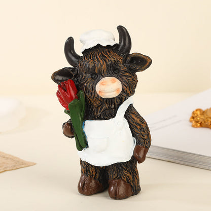 Desktop ornaments featuring a pair of cows as decorative items