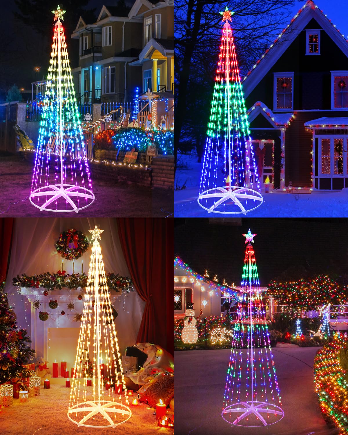 2025 New Animated LED Light Show Cone Christmas Tree