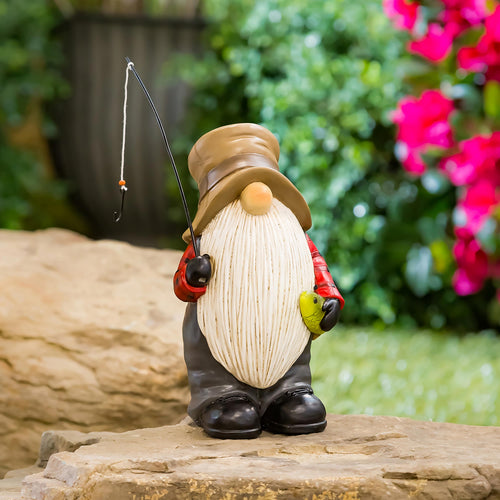 Fishing Gnome Garden Statuary