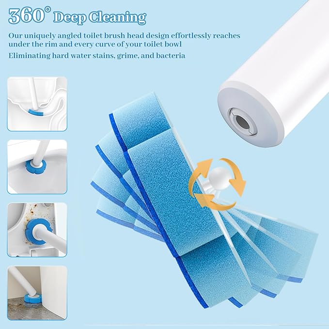 Toilet Scrubber Kit with Self-Cleaning Disposable Pads – No Pre-Rinse, No Mess, No Odor, Simplifies Bathroom Hygiene