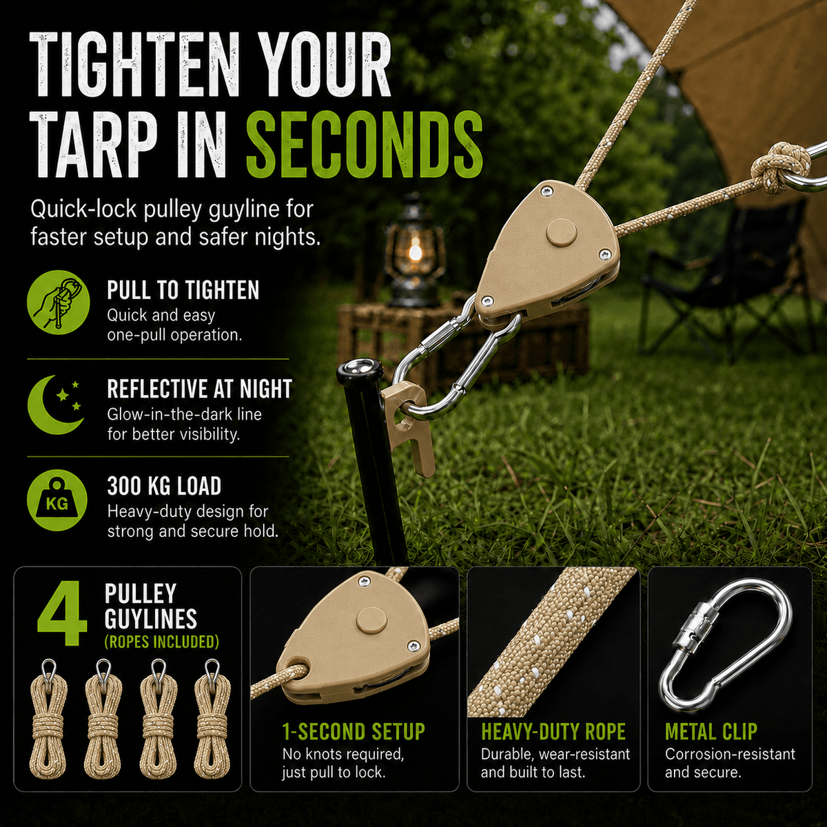 Quick Reflective Camping Rope