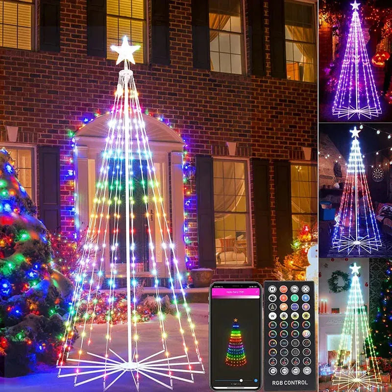 2025 New Animated LED Light Show Cone Christmas Tree