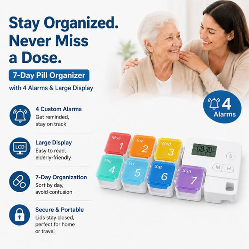7-Day Digital Alarm Organizer