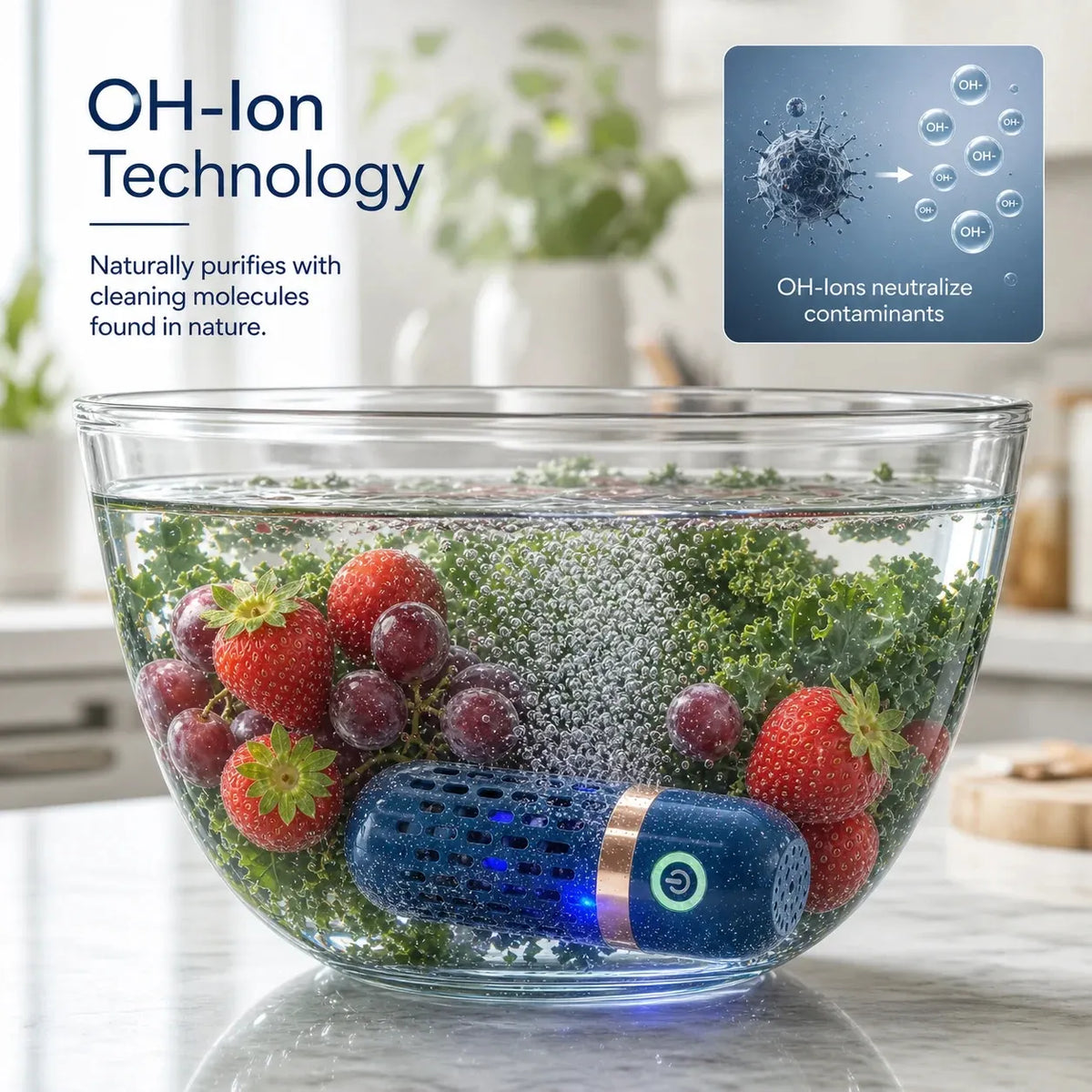 Portable Fruit & Vegetable Cleaner | Wash Away Pesticide Residue, Wax & Bacteria