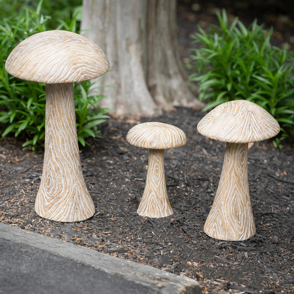 Large Carved Mushroom Garden Statue