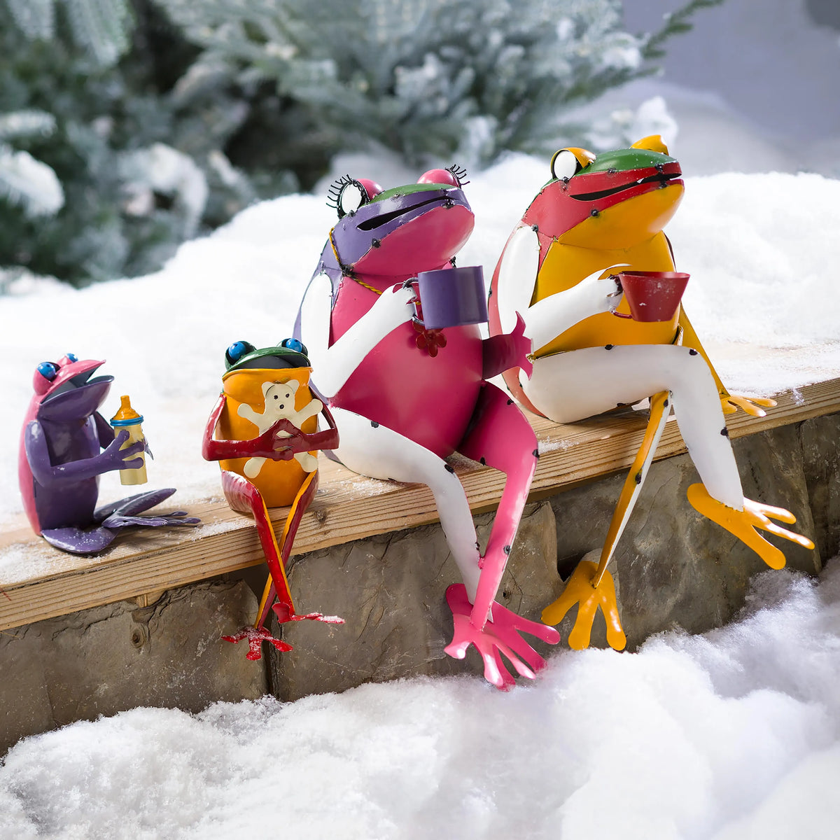 Recycled Metal Coffee Frog Garden Art