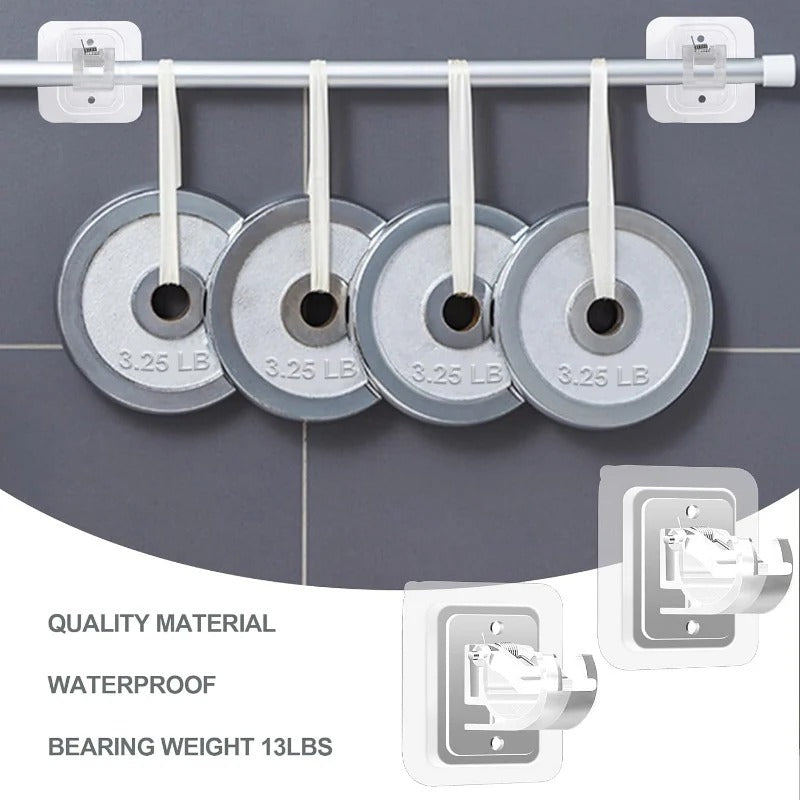 Nail-Free Adjustable Curtain Rod Bracket Holders – Drill-Free & Wall-Safe