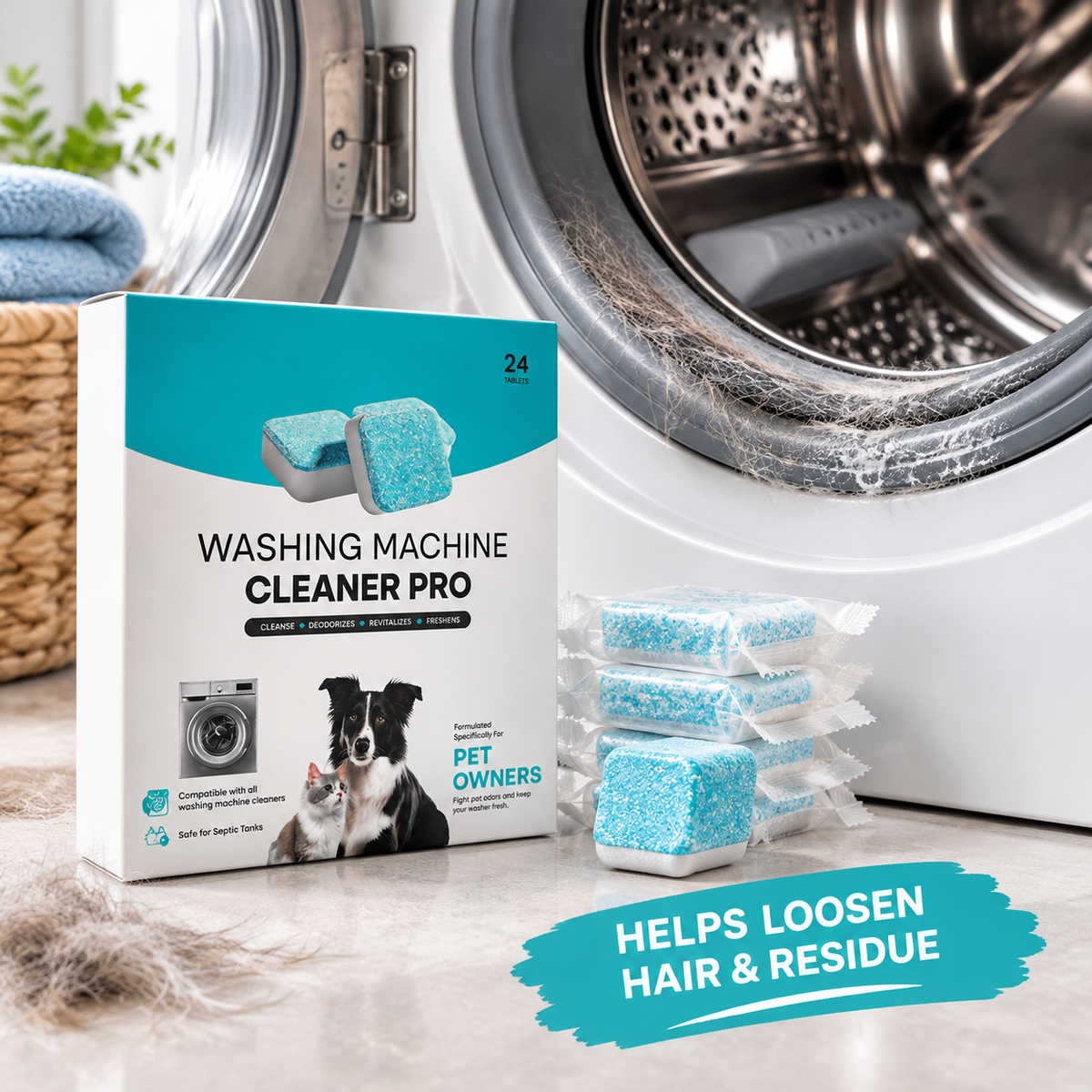 Pet Household Washing Machine Cleaner Tablets (24 Count)