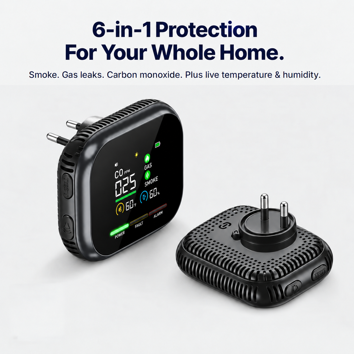 6-in-1 Smoke, Gas & CO Detector